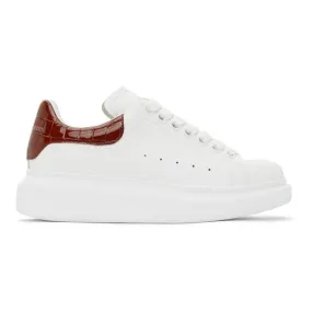 Alexander McQueen White and Burgundy Croc Oversized Sneakers