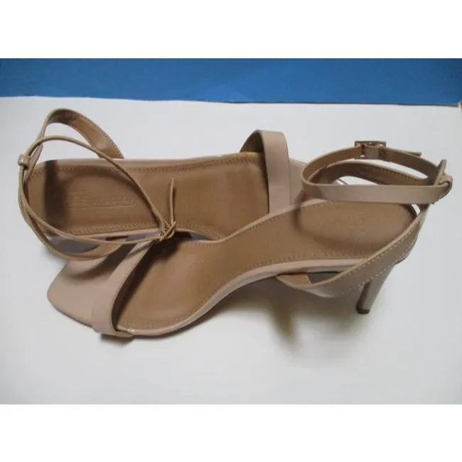 Asos Beige Patent Ankle Strap Flats Sandals Size Us