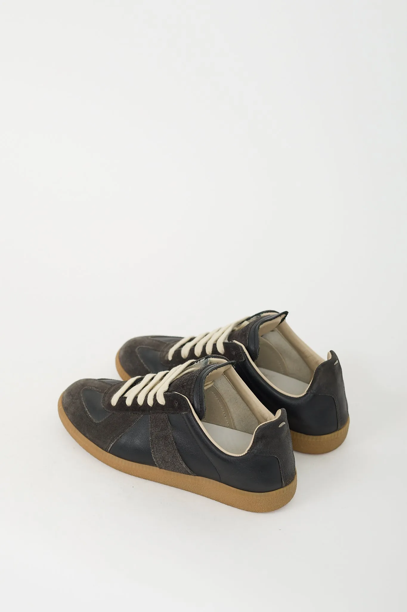 Black Leather & Dark Grey Suede Replica Sneaker