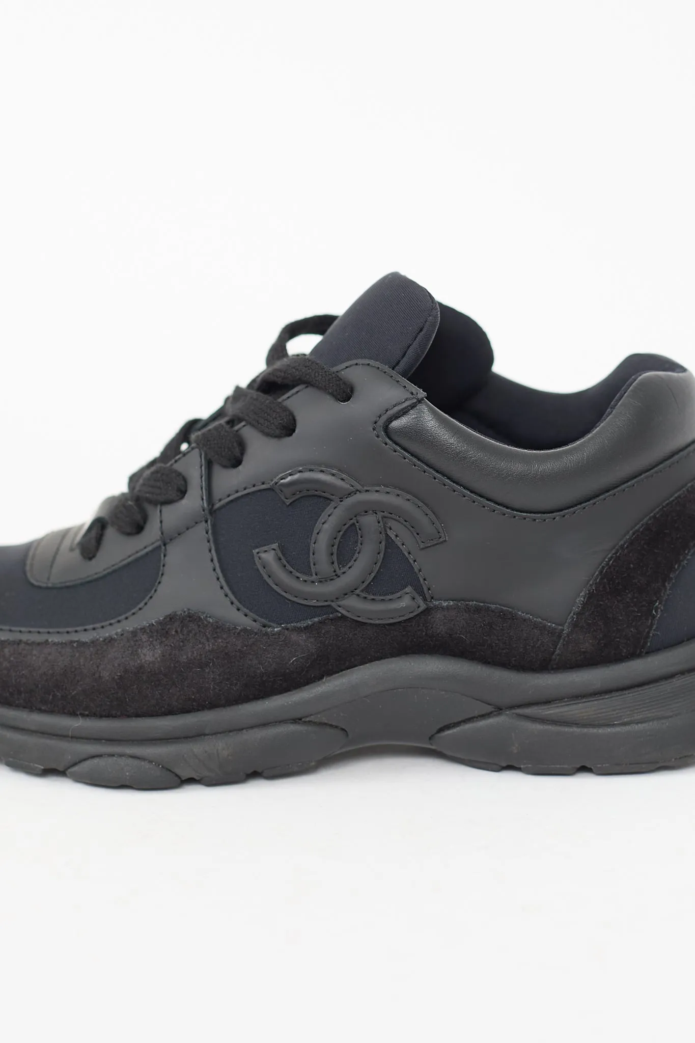 Black Suede CC Interlocking Logo Sneaker