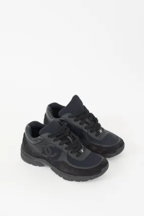 Black Suede CC Interlocking Logo Sneaker