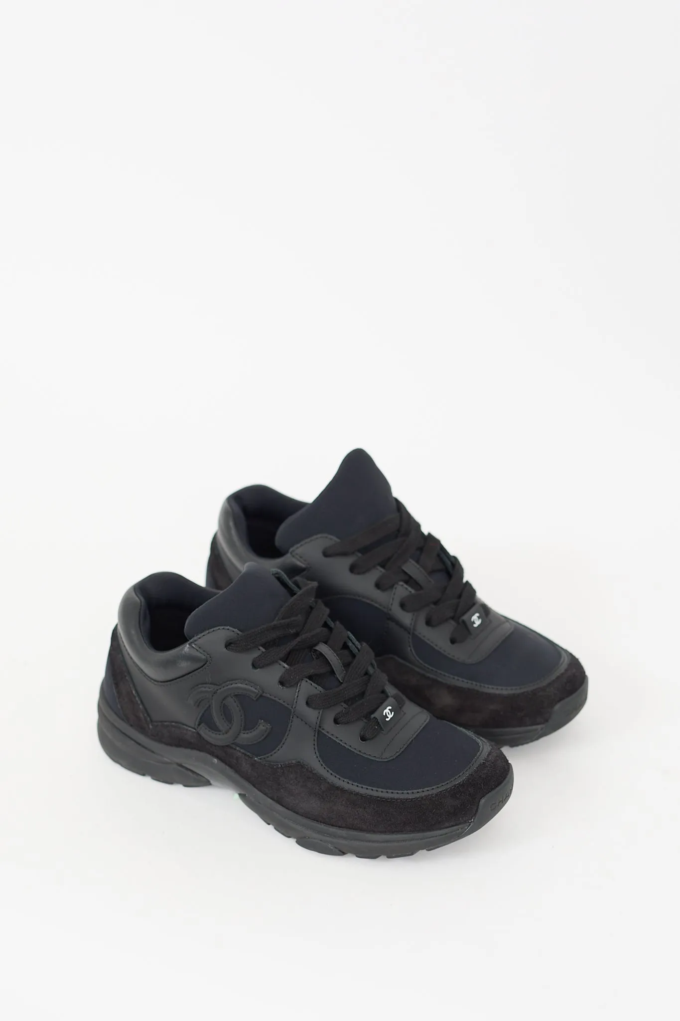 Black Suede CC Interlocking Logo Sneaker