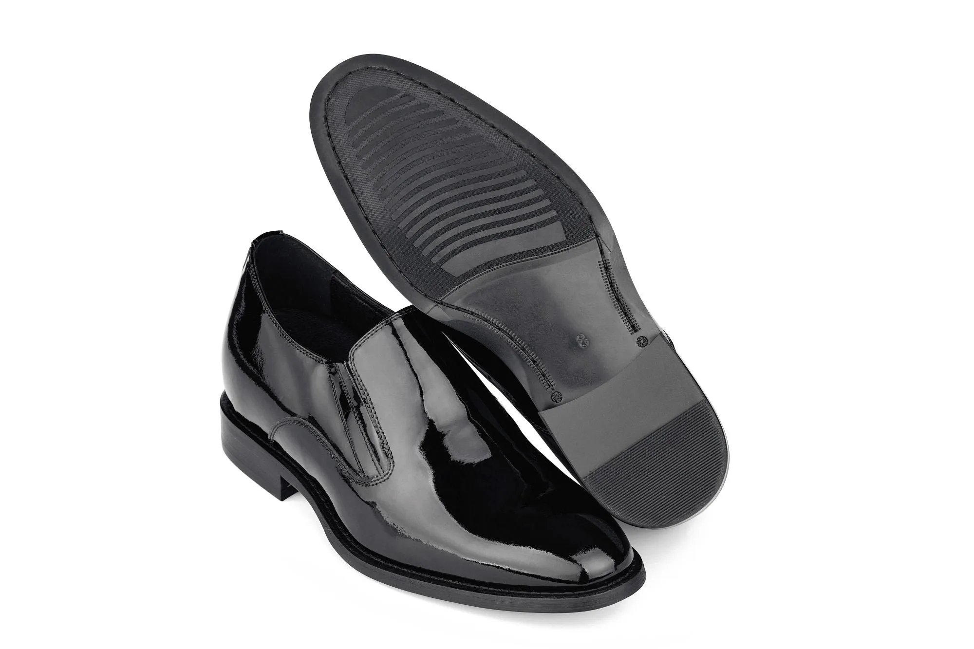 CALTO - Y7402 - 2.8 Inches Taller (Black) - Patent Leather Formal Dress Shoes
