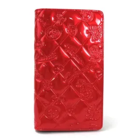 Chanel Bi-Fold Wallet Icon Red Embossed Patent Leather CHANEL Ladies
