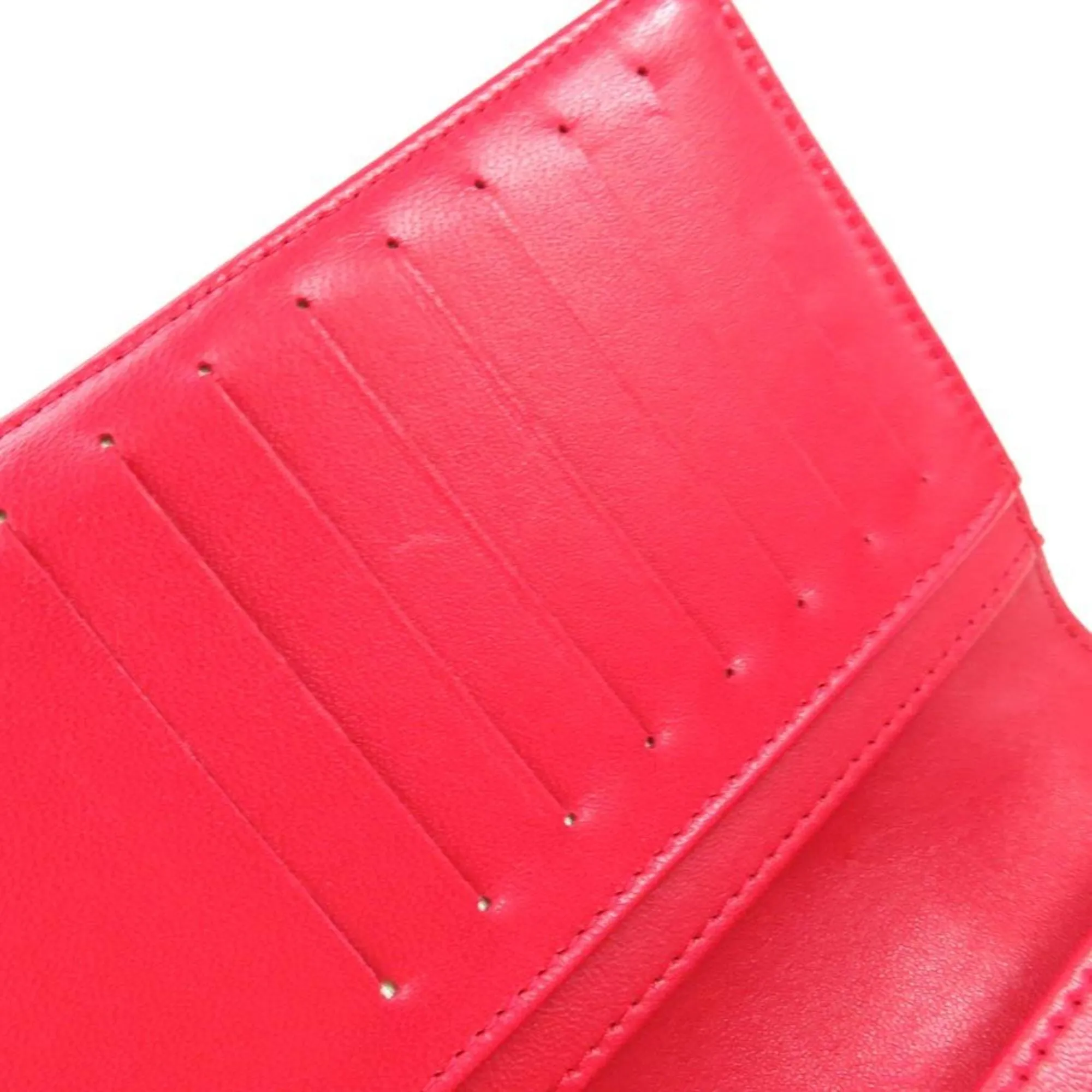 Chanel Bi-Fold Wallet Icon Red Embossed Patent Leather CHANEL Ladies