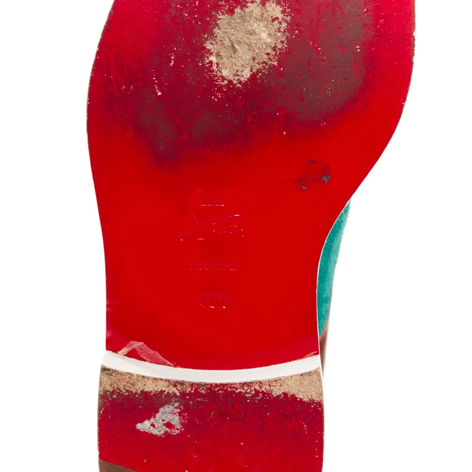CHRISTIAN LOUBOUTIN green suede neon piping brown brogues EU42.5