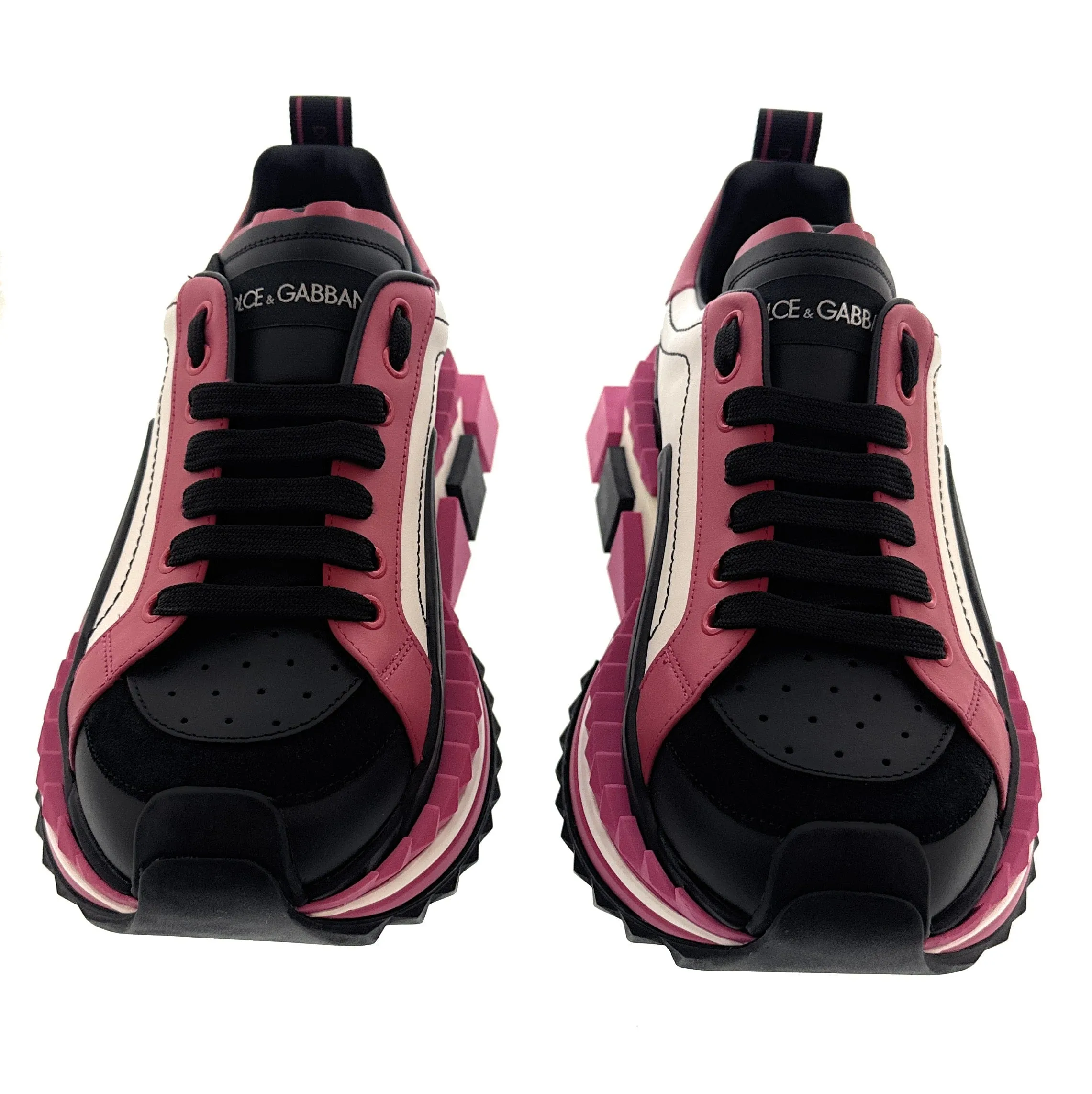 Dolce & Gabbana Daymaster Chunky Sneakers Pink Black White Leather-EU40