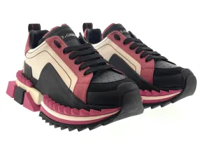 Dolce & Gabbana Daymaster Chunky Sneakers Pink Black White Leather-EU40