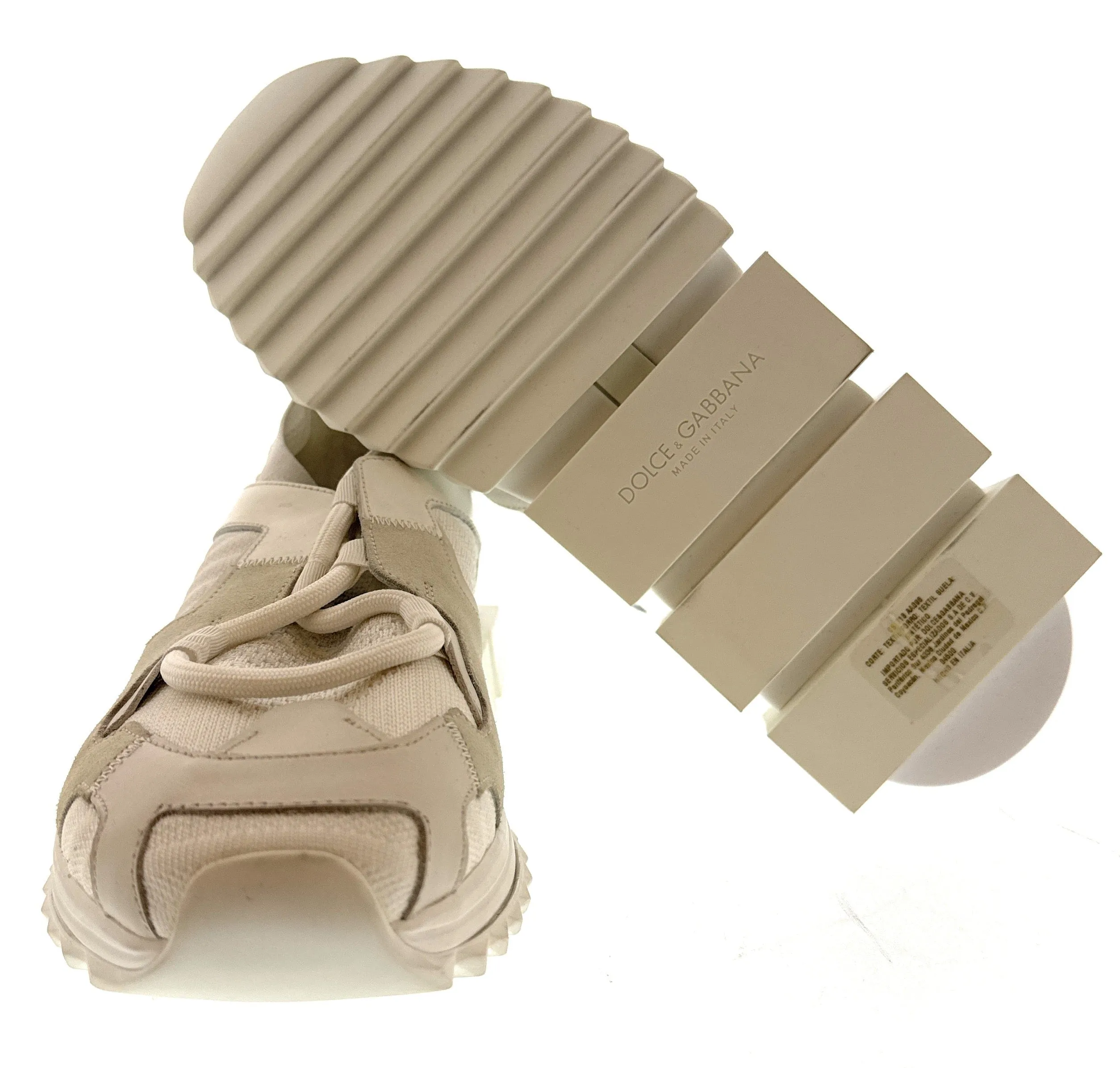 Dolce & Gabbana Men's White Techno-Fabric Sneakers – Chunky Futuristic Sole-EU41
