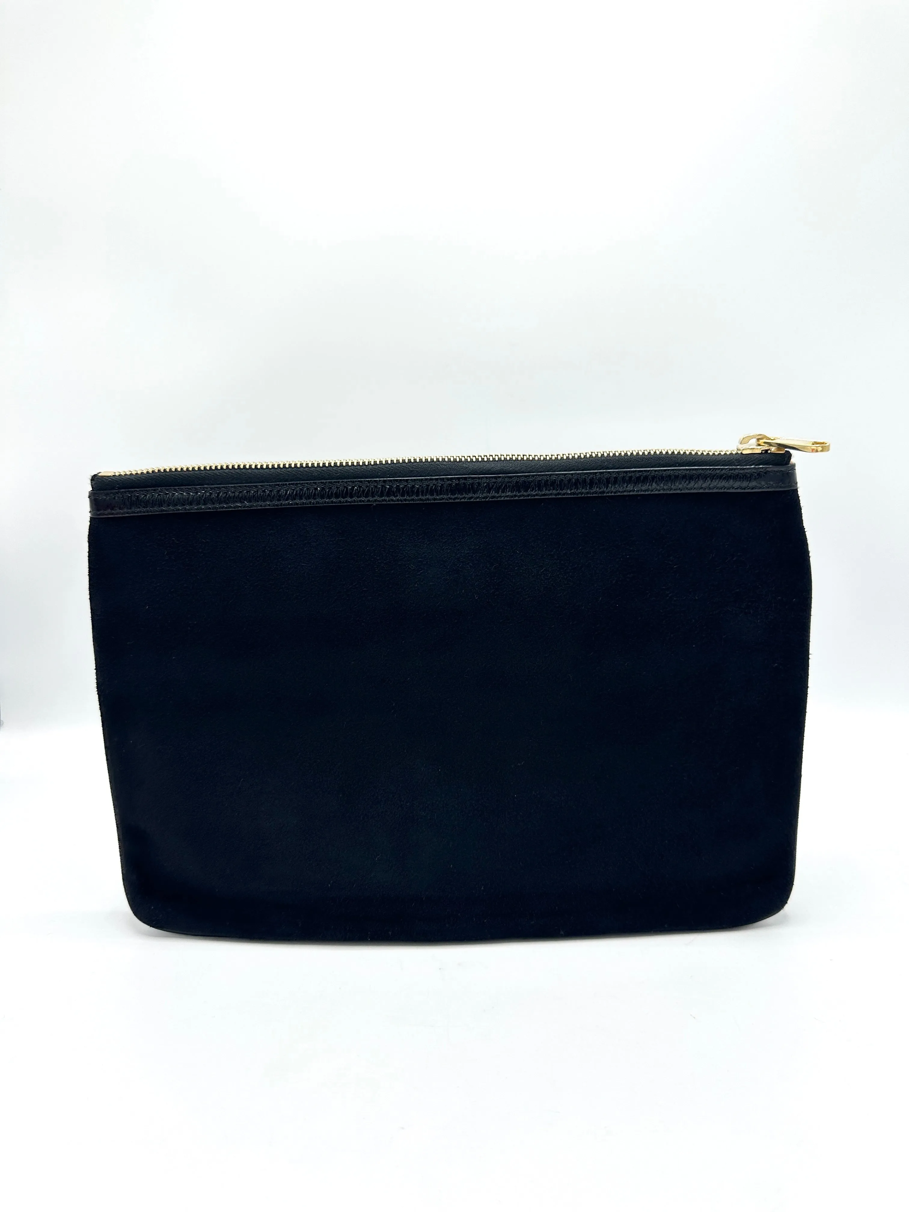 GG Black Web Suede Clutch