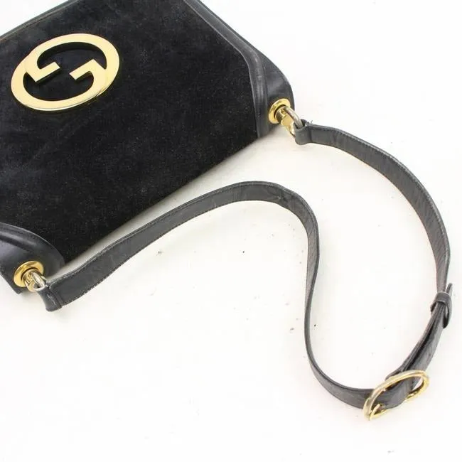 Gucci Vintage Midnight Blue Suede With Leather Trim Hobo Bag