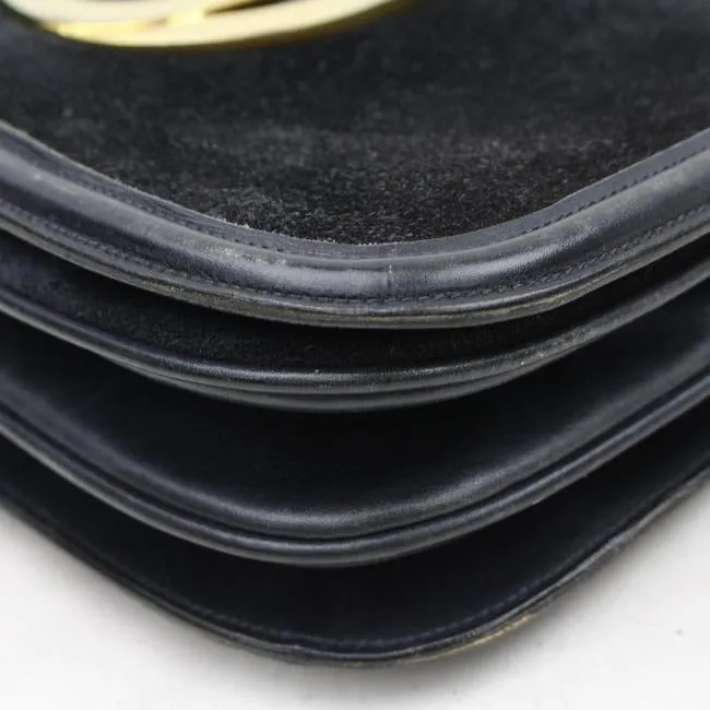 Gucci Vintage Midnight Blue Suede With Leather Trim Hobo Bag