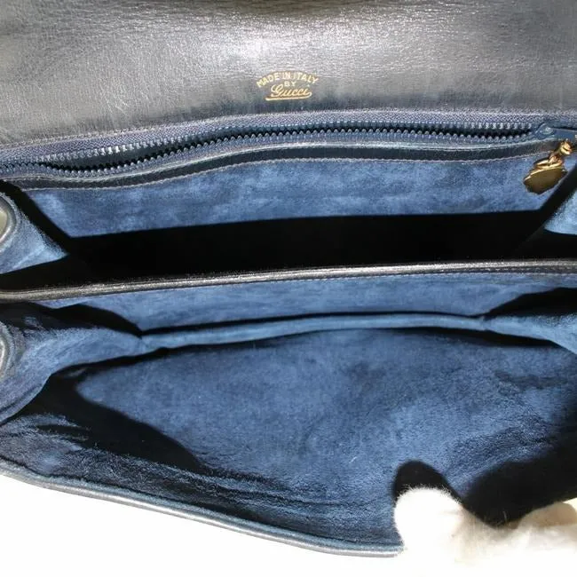 Gucci Vintage Midnight Blue Suede With Leather Trim Hobo Bag