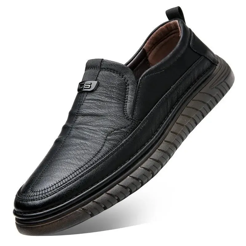 Handmade Cow Leather Shoes for Men - Business Casual Lightweight Soft Bottom Loafers, Slip-On Driving Flats Male Footwear