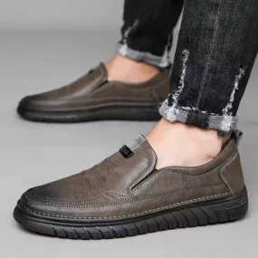 Handmade Cow Leather Shoes for Men - Business Casual Lightweight Soft Bottom Loafers, Slip-On Driving Flats Male Footwear