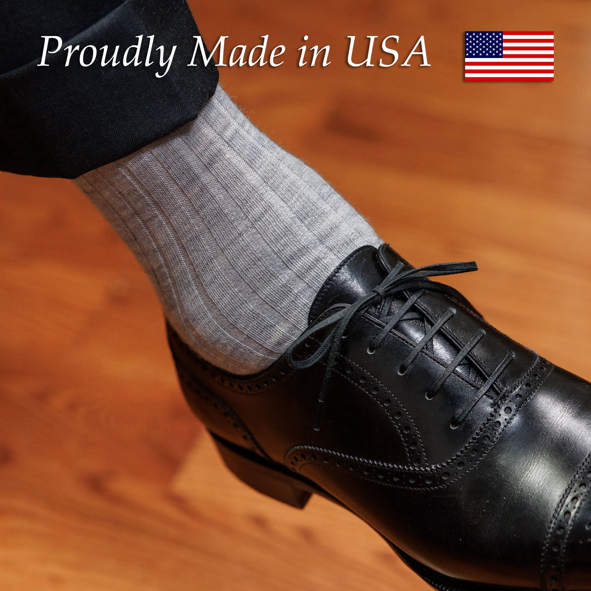 Light Grey Heather Merino Wool Over the Calf Dress Socks