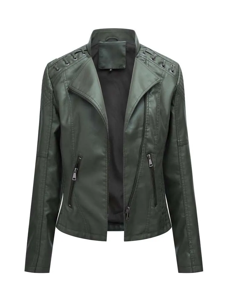 Long Sleeves Leather Jacket