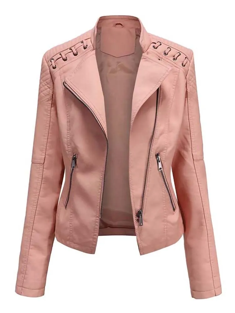 Long Sleeves Leather Jacket