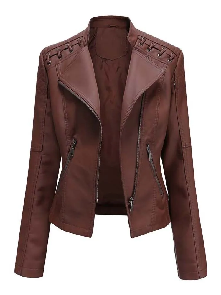 Long Sleeves Leather Jacket