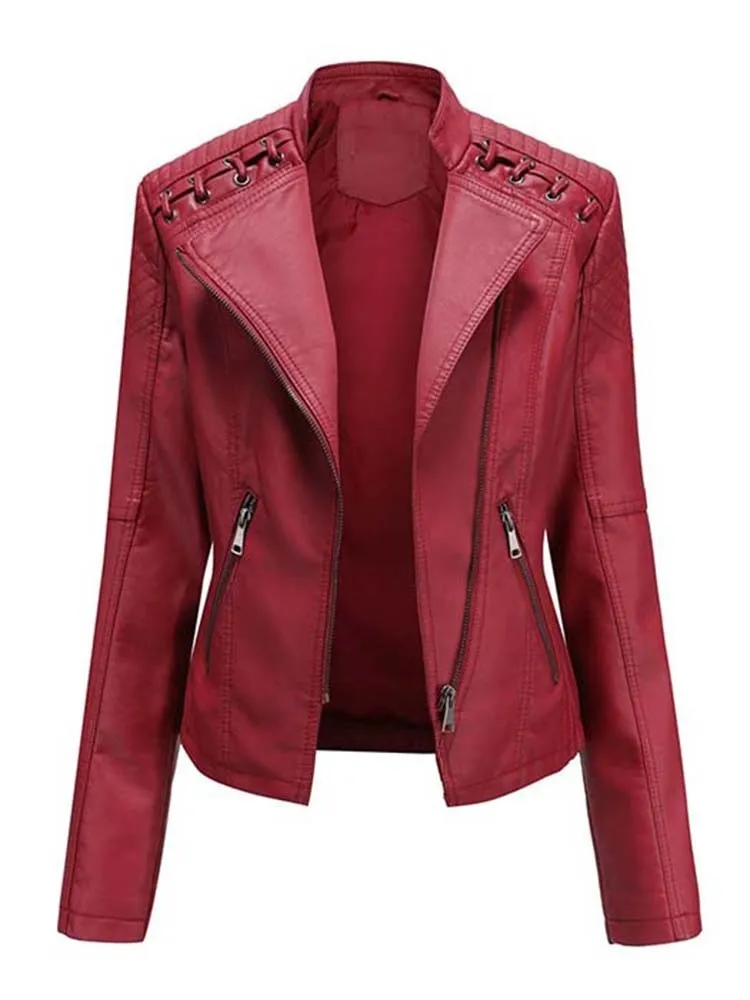 Long Sleeves Leather Jacket