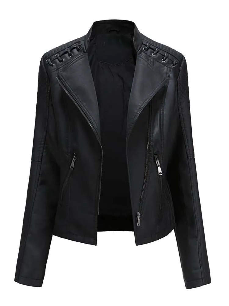 Long Sleeves Leather Jacket