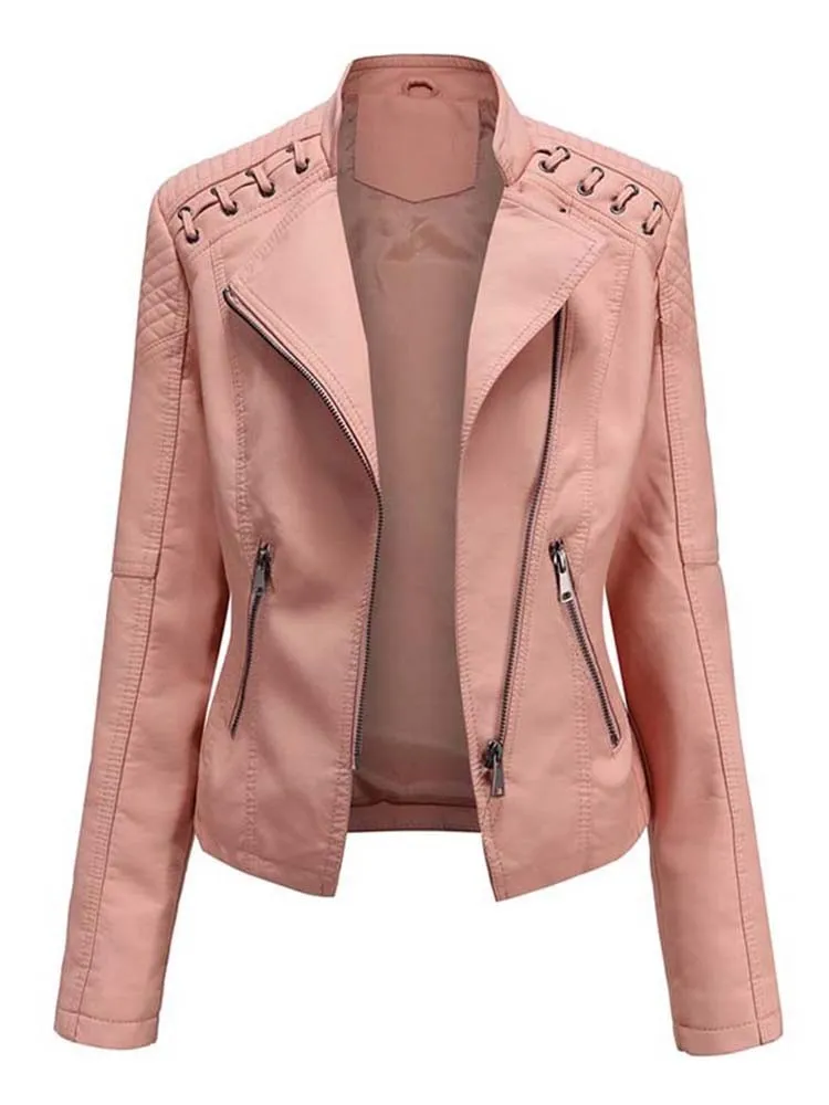 Long Sleeves Leather Jacket