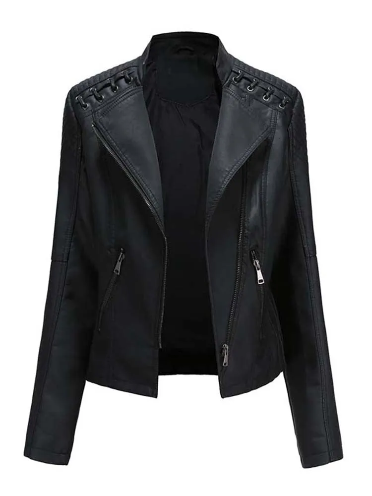 Long Sleeves Leather Jacket