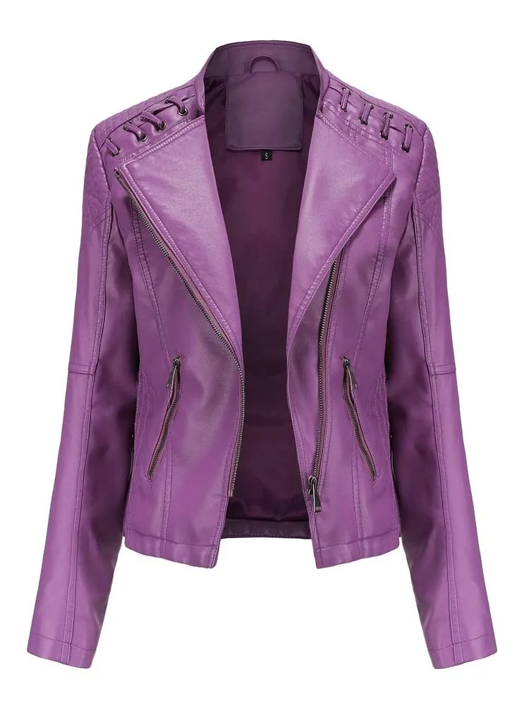 Long Sleeves Leather Jacket