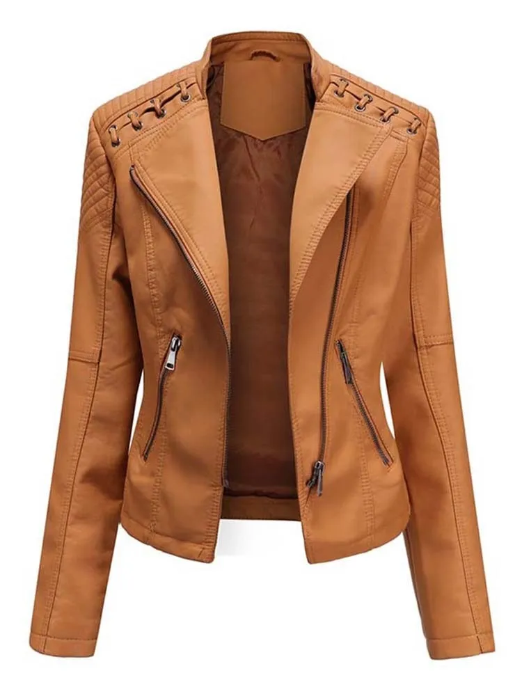 Long Sleeves Leather Jacket