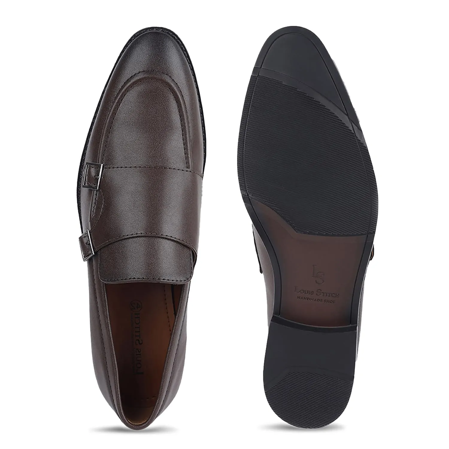 LOUIS STITCH Men's Brunette Brown Shoes Slipon Style Comfortable Monks for Men