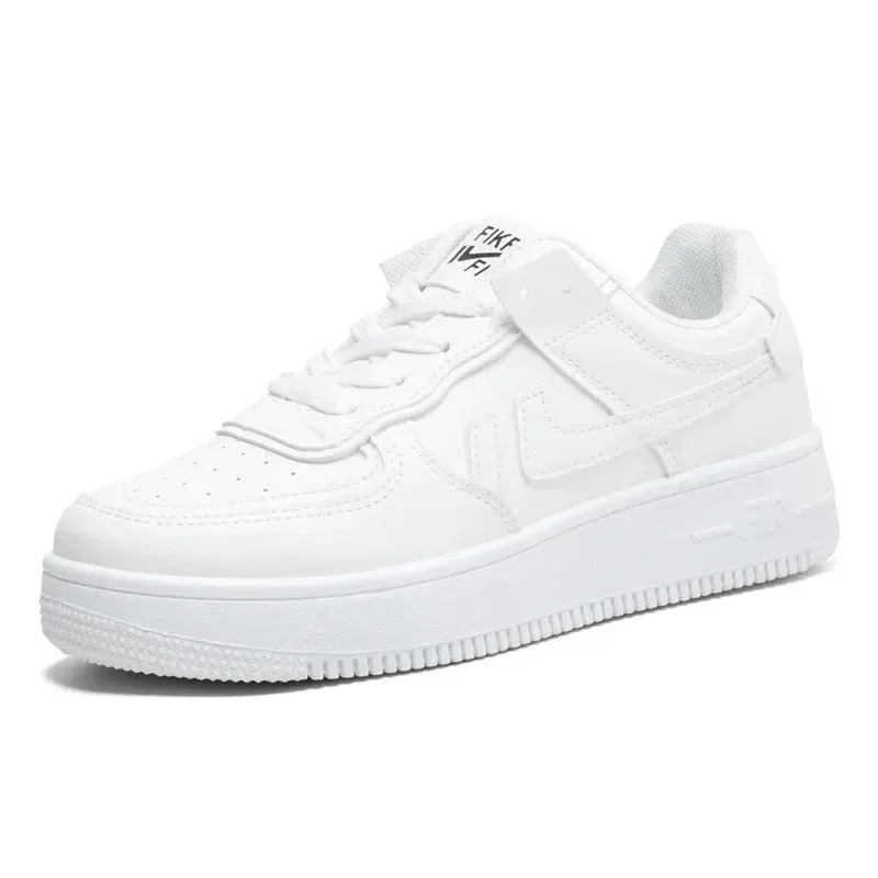 Meredith - Trendy White Platform Canvas Sneakers for Women