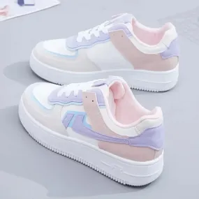 Meredith - Trendy White Platform Canvas Sneakers for Women