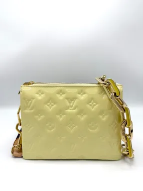 Pastel Yellow Patent Coussin