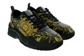 Versace Jeans Couture Black Gold Athletic Baroque Fashion Chunky Sneakers-