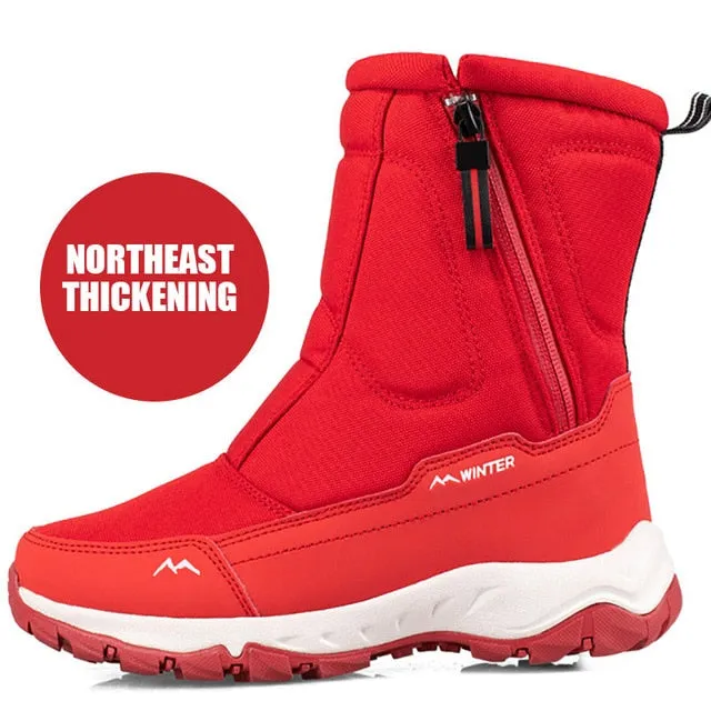 Winter New Thick Couple Snow Boots Plus Velvet Warm Side Zipper