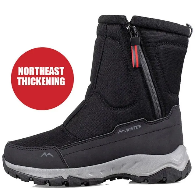 Winter New Thick Couple Snow Boots Plus Velvet Warm Side Zipper