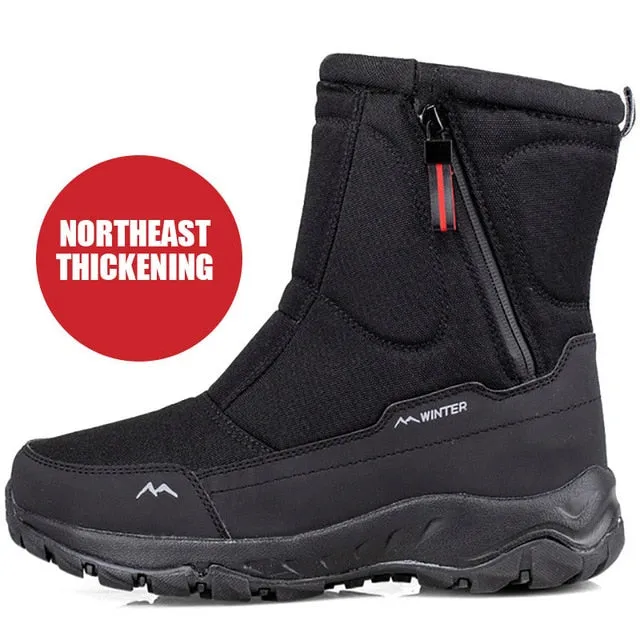 Winter New Thick Couple Snow Boots Plus Velvet Warm Side Zipper