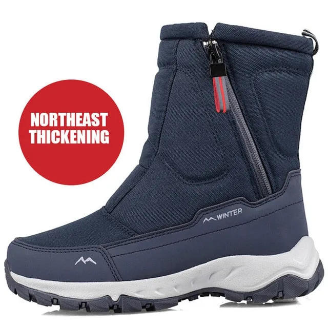 Winter New Thick Couple Snow Boots Plus Velvet Warm Side Zipper